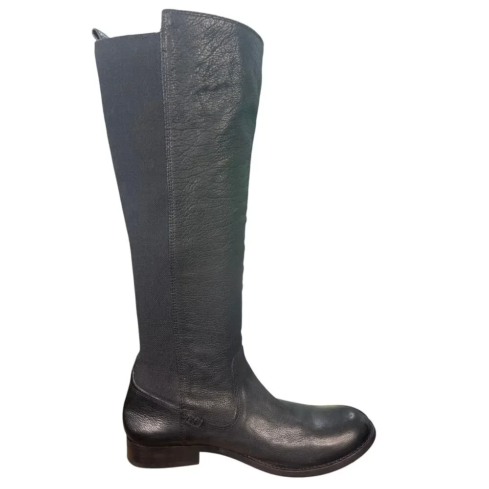 Frye Women’s Molly Gore Black Leather Riding Boopt Size US 10 B